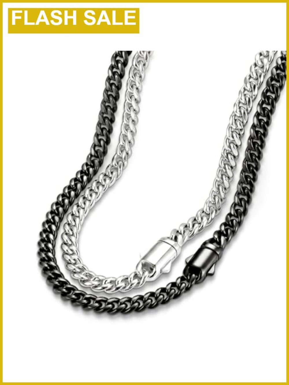 Mens Stainless Steel Cuban Link Chain Necklace Set 5mm 22in
